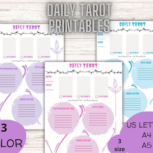 Tarot Journal zum Ausdrucken für Anfänger Hexen, Drei Karten, Tägliches Tarot Journal, Tägliches Tarot Spread, A4, A5, US Letter, Pdf