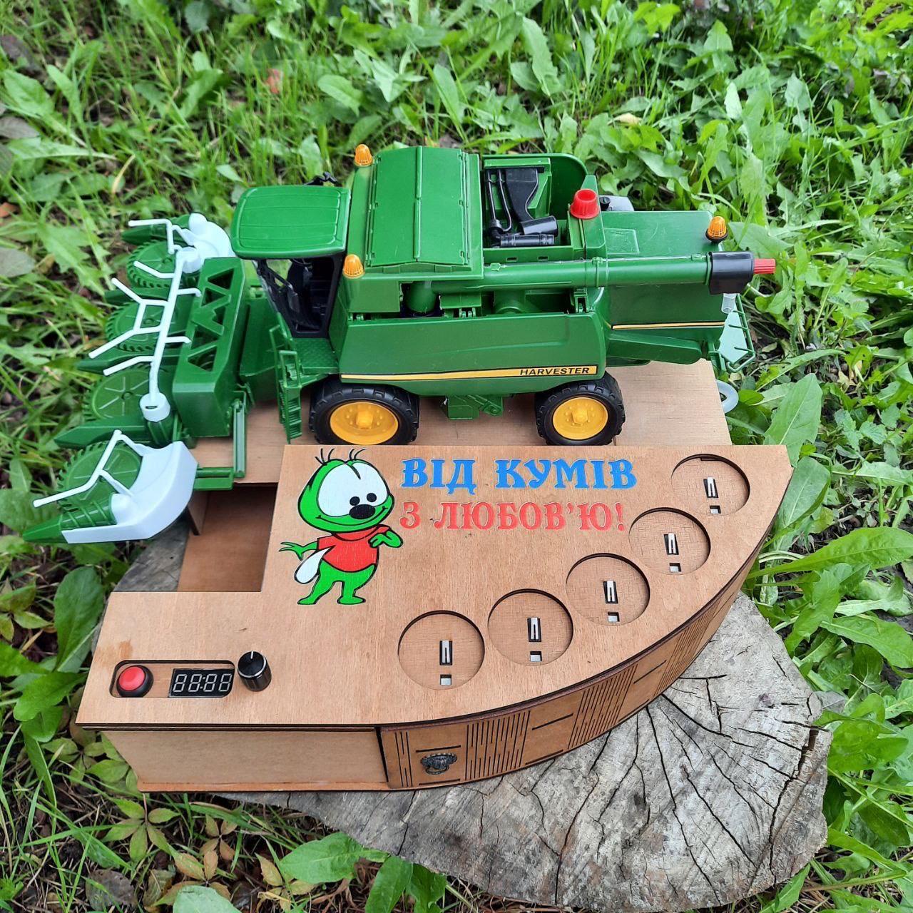 John Deere Style Shot Dispenser – 5 Glass Automatic Pourer | Farmer Gift | USB Liquor Machine with Custom Engraving | Handmade Bar Decor