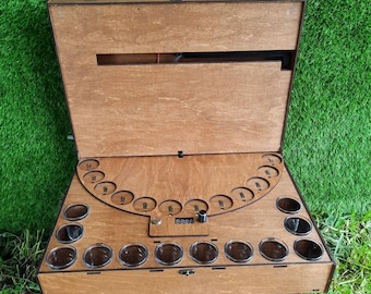 Automatic Shot Dispenser in Wooden Box &quot;STANDARD&quot; – USB Powered Accessory – 4/6/8/12 Glass Set – Personalized Engraving Gift for Birthday