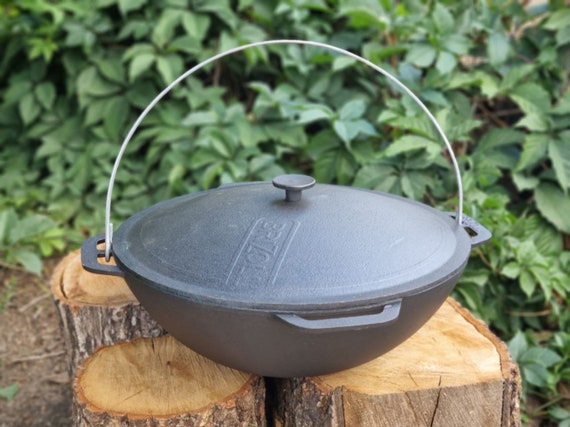 Cast Iron Cauldron With Engraving For Camp Fire Cooking, Tatar