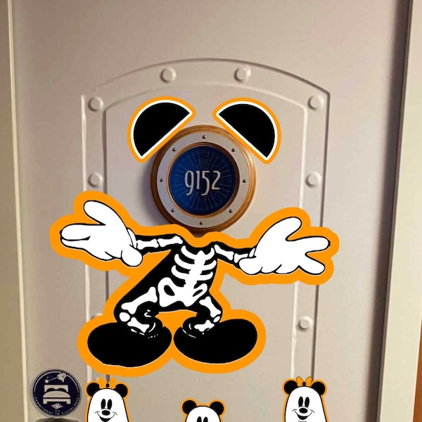 Halloween Mickey Skeleton and Mickey/ Minnie Ghosts Cruise Door Magnets