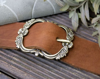 Belt buckle &quot;Eight with roses&quot; large