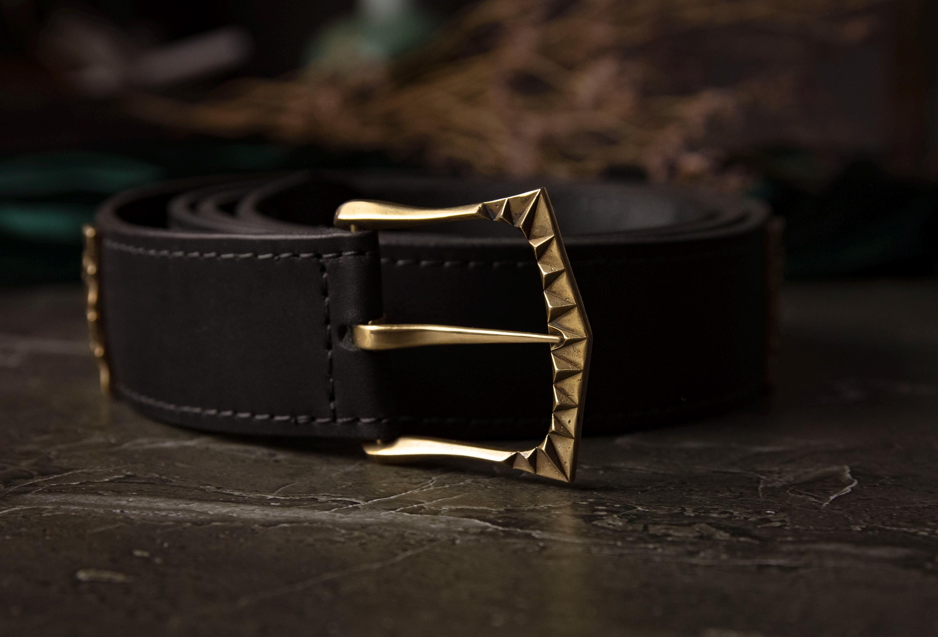 Wide Leather Belt with Dragon Scales & Buckle size S Cosplay Game of Thrones Extra Long Leather Belt With Celtic Knot or Dragon Design  main image 2