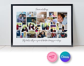 Danke Geschenk Canva Vorlage, Benutzerdefinierte Fotocollage, Ruhestandsgeschenk, Abschiedsgeschenk, Coworker Abschiedsgeschenk, bearbeitbarer Rahmen