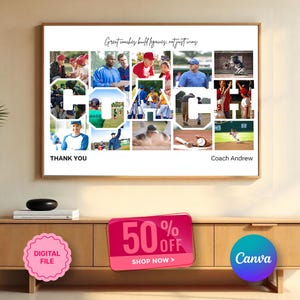 Custom Coach Photo Collage Template: Team Keepsake Gift (Canva Editable, Digital Download