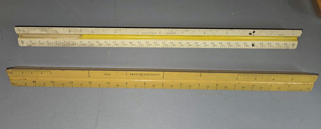 Vintage Advertising Rulers; Wood, Plastic, Metal, 3 Sided Engineering ...