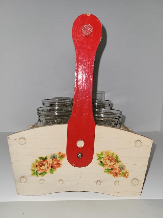 Handled wood drink caddy