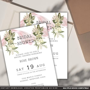 Ensemble de cartes d'invitation de mariage élégantes, suite d'invitations florales de mariage, invitations de mariage rustiques, cartes d'invitation personnalisables