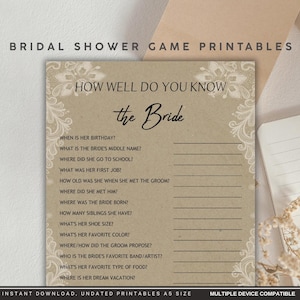 Connaissez-vous bien la mariée, activité Shower nuptiale, jeux de cartes pour fête de mariage, quiz pour la future mariée, anecdotes sur la mariée, activité mariage