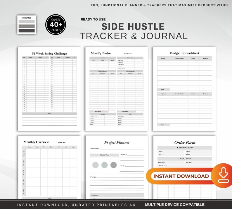 the side hustle tracker and journal