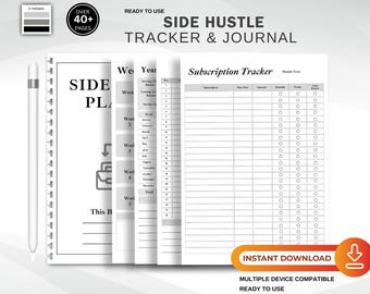 Side Hustle Planner & Business Organizer | Income, Sales and Project Tracker (Printable PDF)