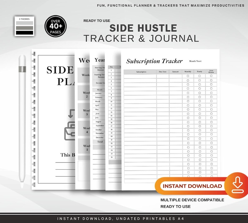 the side hustle tracker and journal