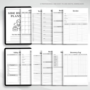 a set of three black and white planner pages