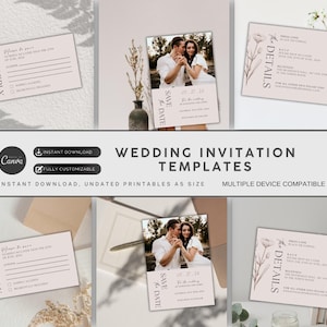 Neutral Calm Wedding Invitation Card Set, Wedding Details, Wedding Card, Elegant RSVP Card, Save the Date, wedding thank you card
