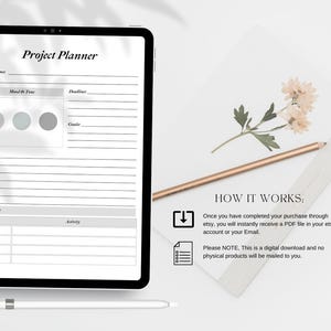 a tablet with a project planner on it