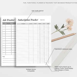 a printable sales tracker with a pen and flowers
