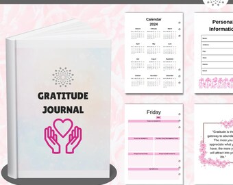 Journal de gratitude - Cahier d'écriture quotidien et agenda de réflexion sur le bien-être (imprimable)