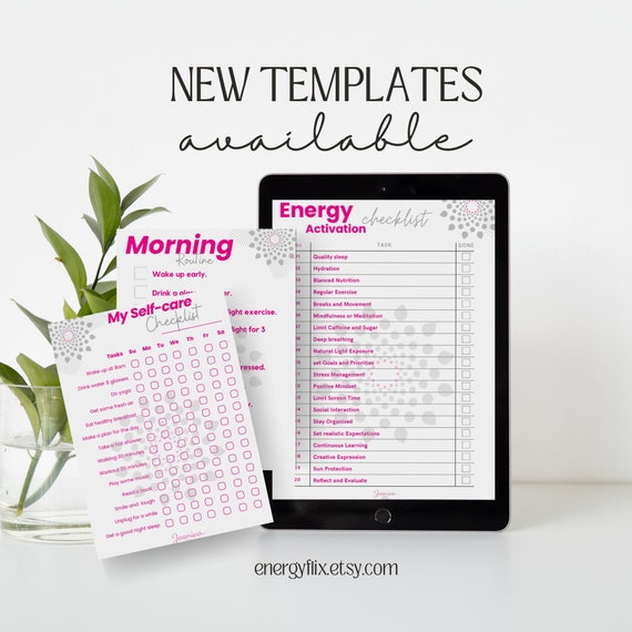 Self-Care Checklist & Wellness Planner Printable | Daily Energy + Habit Tracker (PDF)