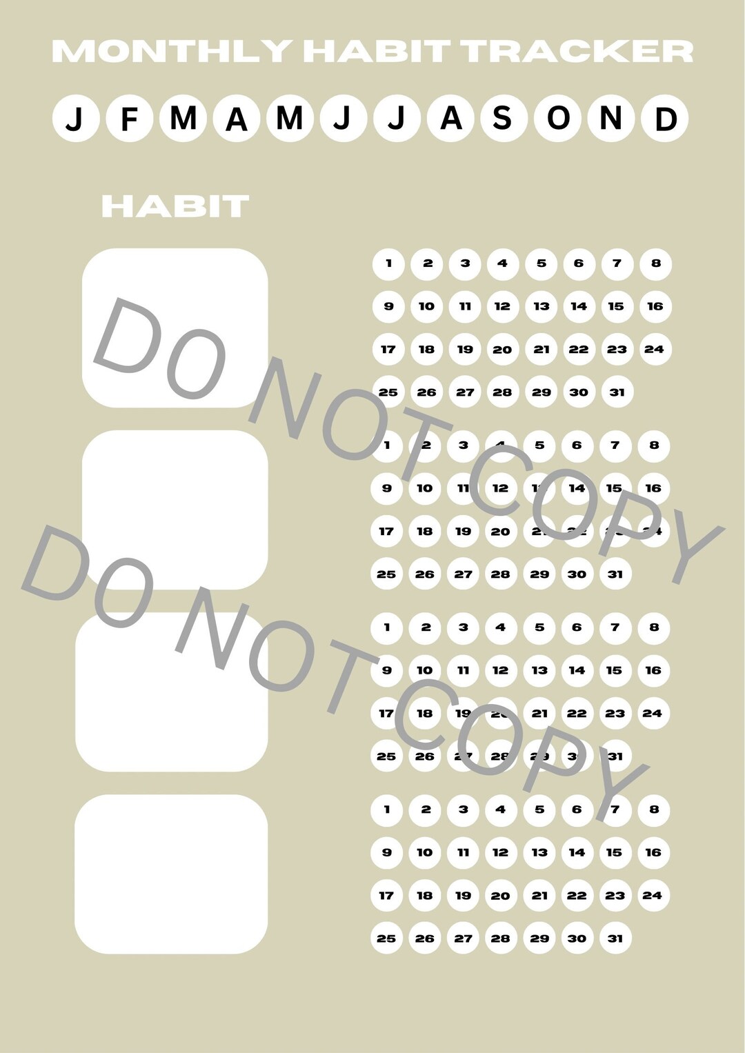 Digital Download Minimalist Habit Tracker PDF - Etsy
