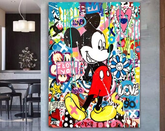Mickey Mouse Banksy Pop Art Poster, Wohnzimmer Malerei, Street Fashion Drucke, Cartoon Geburtstag Valentinstag Geschenk Bilder Home Decor