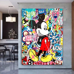 Mickey Mouse Banksy Pop Art Poster, Wohnzimmer Malerei, Street Fashion Drucke, Cartoon Geburtstag Valentinstag Geschenk Bilder Home Decor