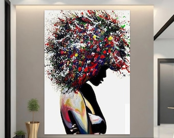 Arte afroamericano, arte graffiti de mujer negra, decoración de pared boho de arte negro, mujer afro pop art, arte impreso negro, cartel de mujer afro