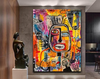 Póster de amor, sol y arcoíris, arte callejero de estilo Banksy, grafiti abstracto de rostro humano, arte pop, decoración en lienzo, arte pop de estilo Banksy