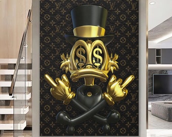 Scrooge McDuck Baloon Wall Art Poster, Gold Mcduck Dollar Wall Decor, Dollar Wall Art, Motivational Decor, DcDuck Poster, Ready to Hang