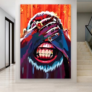 Monkey Wall Art Decor - Colorful Monkey Poster - Monkey Prints for Sale - Living Kids Room Decor - Valentine&#39;s Day - Birthday Gift