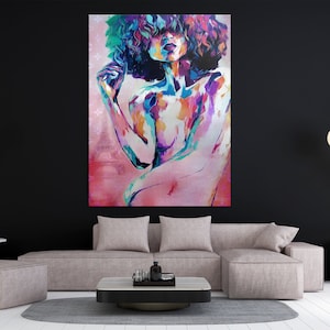 Naked Woman Colorful Portrait, Modern Woman Poster,Living Room Wall Art, Bedroom Wall Art, Visionary Art, Woman Portrait, High Quality Print