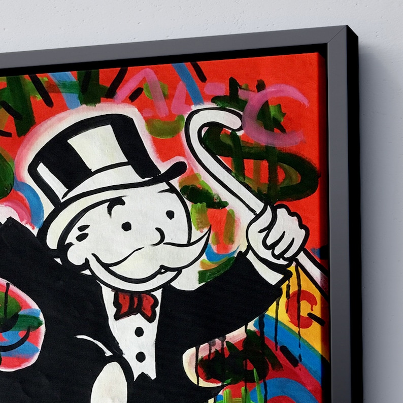 Alec Monopoly Graffiti Hand Painted Oil Painting on Canvas, Urban Art ...