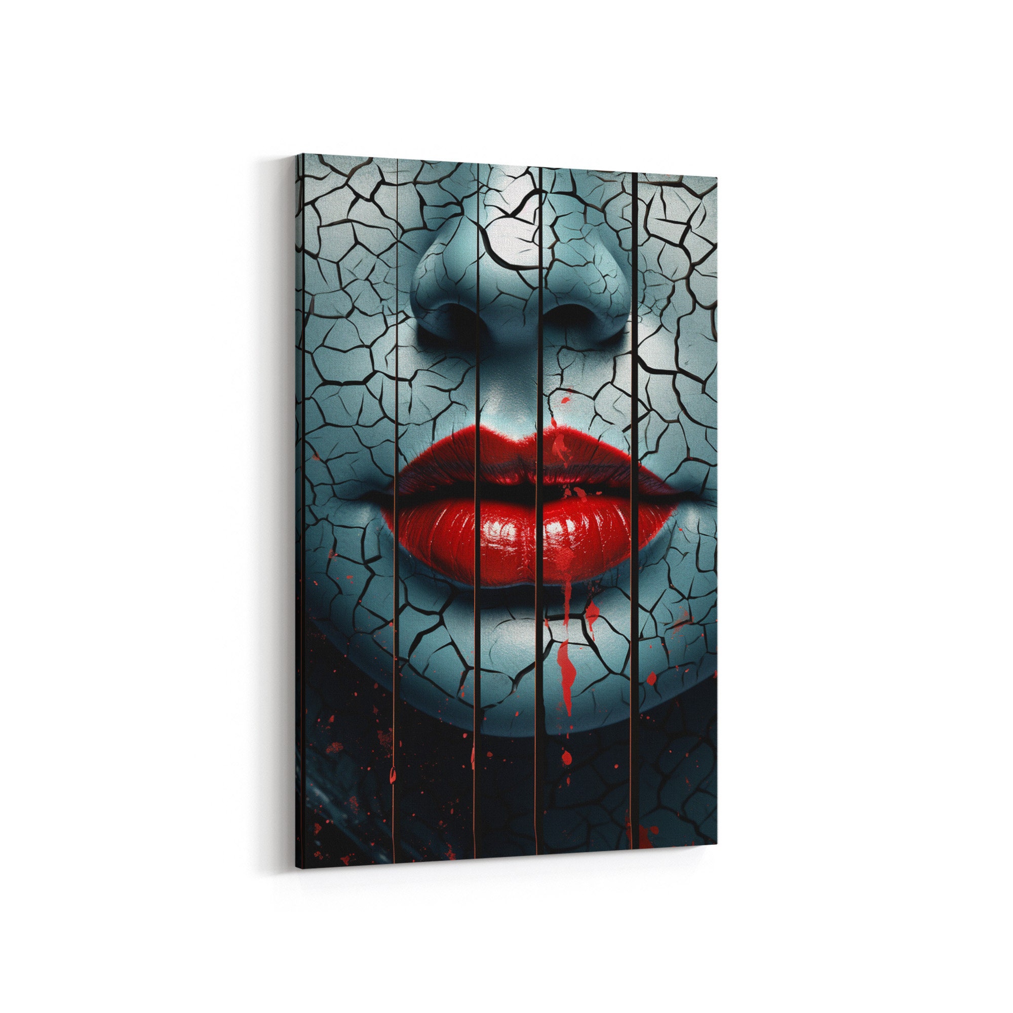 Abstract Woman Lips, Red Lips Woman Portrait, Living Room Wall Art ...