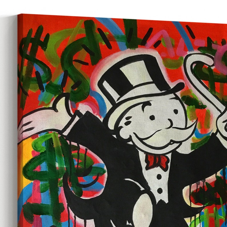 Alec Monopoly Graffiti Hand Painted Oil Painting on Canvas, Urban Art ...