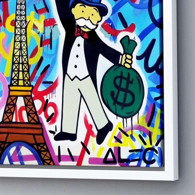 Effiel Tower Alec Monopoly Art, Graffiti Painting on Canvas, Urban Art ...