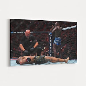 Alex Pereira Bow and Arrow UFC Champion, The Last Style Bender&#39;s Israel Adesanya UFC KO Poster, Black and White Framed Art, Ready to Hang