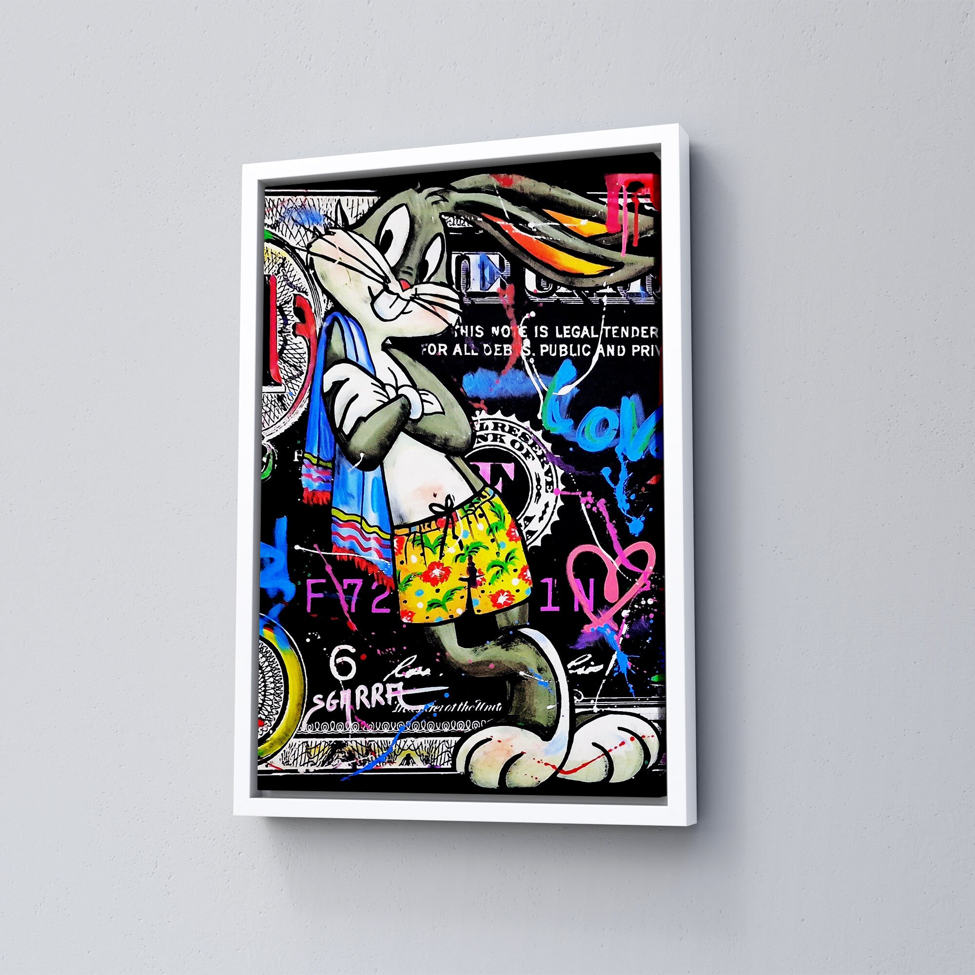 Graffiti Bugs Bunny Pop Art Canvas Print - Cartoon Movie Poster