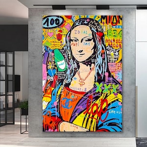 Banksy Champion Mona Lisa Graffiti Pop Art Canvas, Banksy Style Pop Art, Mona Lisa Pop Art , Street Graffiti Wall Art, Mona Lisa Poster Gift