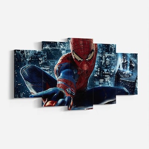 5-częściowy obraz ścienny Spider-Man Canvas, wydruk Spiderman, 5-częściowy prezent dla dzieci, wystrój pokoju gier, plakat Spider-Man, plakat Super Hero