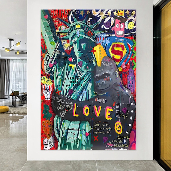 Graffiti Statue of Liberty and King Kong,new York City Pop