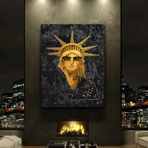 Sculpture Statue Of Liberty Poster - Banksy Statue of Liberty - New York City Digital Print - Banksy LivingRoom Decor - Graffiti Art Gift