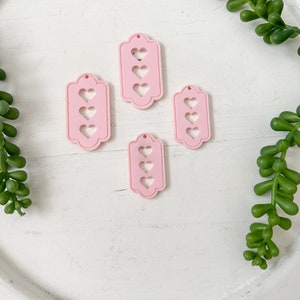Valentines Earring Blanks, Acrylic Earring Blanks, DIY Jewelry Making Supplies, Blanks for Earring Markers, Pink Heart Earring Blanks