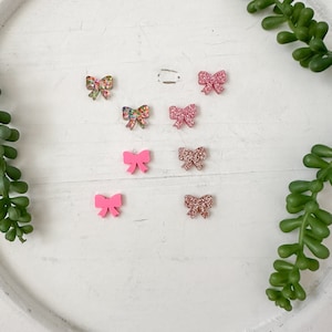 Valentines Earring Blanks, Acrylic Earring Blanks, DIY Jewelry Making Supplies, Blanks for Earring Markers, Glitter Bow Stud Earring Blank
