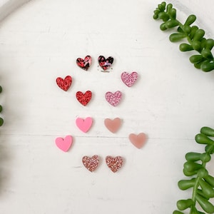 Valentines Earring Blanks, Acrylic Earring Blanks, DIY Jewelry Making Supplies, Blanks for Earring Markers, Glitter Heart Stud Earring Blank
