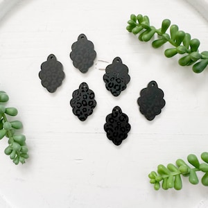 Black Leopard Earring Blanks, Acrylic Earring Blanks, DIY Jewelry Making Supplies, Blanks for Earring Markers, Scalloped Earring Blank
