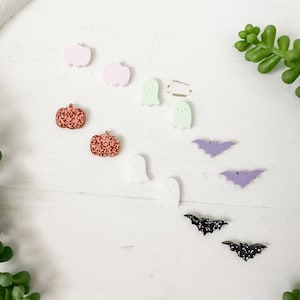 Halloween Earring Blanks, Ghost Acrylic Earring Blanks, DIY Jewelry Making Supplies, Blanks for Earring Markers, Pumpkin Blanks, Bat Blanks
