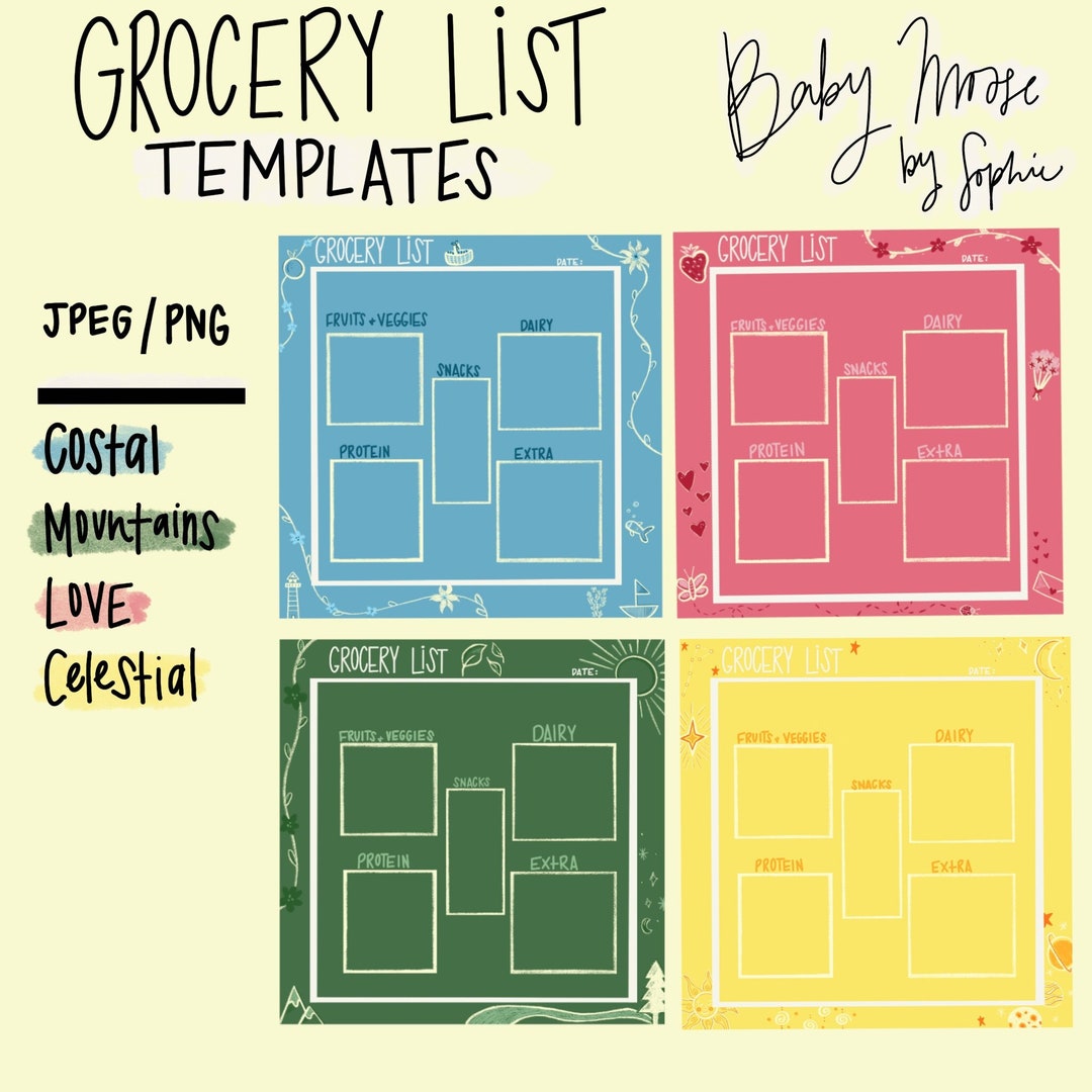 Grocery List Template - Etsy