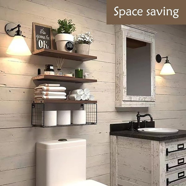 Farmhouse Bathroom Shelves Etsy