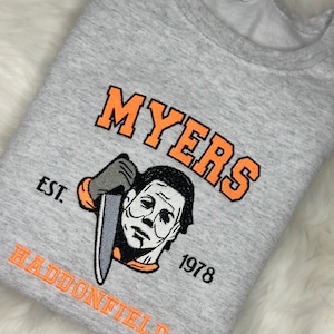 Michael Myers Haddonfield Embroidered Sweatshirt | Halloween Crewneck | Halloween Hoodie