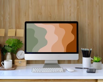 Sfondo desktop Boho: design astratto neutro caldo (download digitale file PNG 1920x1080p)