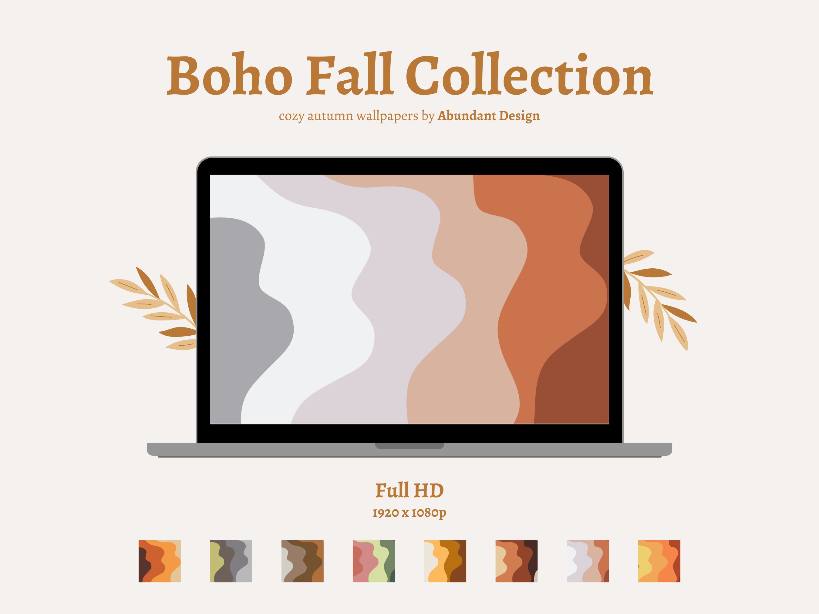 Fall Boho Desktop Wallpaper: Abstract Minimalist Design (digital ...